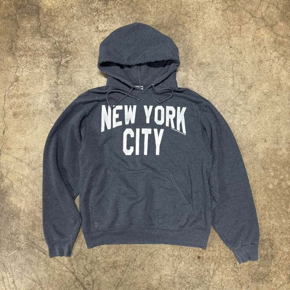 Vintage Jerzees New York City Graphic Hoodie Charcoal Grey Size Medium